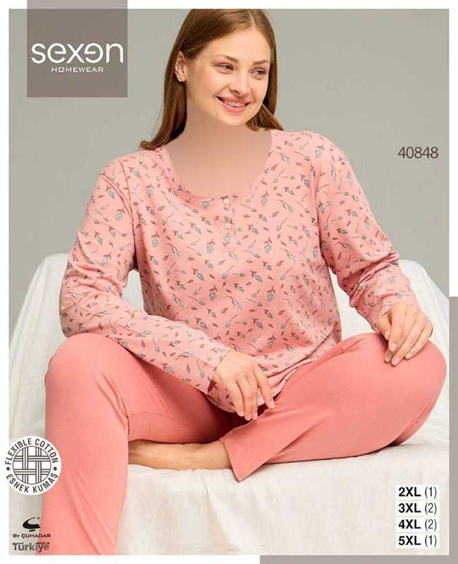 بلوز و شلوار سایز بزرگ نخ پنبه سکسن کد40848