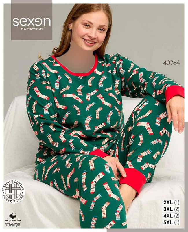 بلوز و شلوار سایز بزرگ نخ پنبه سکسن کد 40764