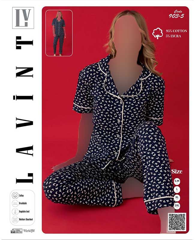 تیشرت و شلوار  جلو دکمه ای نرمال زنانه لاونت کد5-903