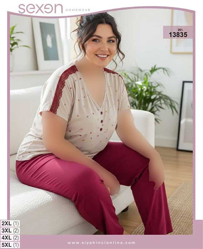 تیشرت شلوار بیگ سایز sexen کد 13835 تیشرت شلوار بیگ سایز sexen کد 13835