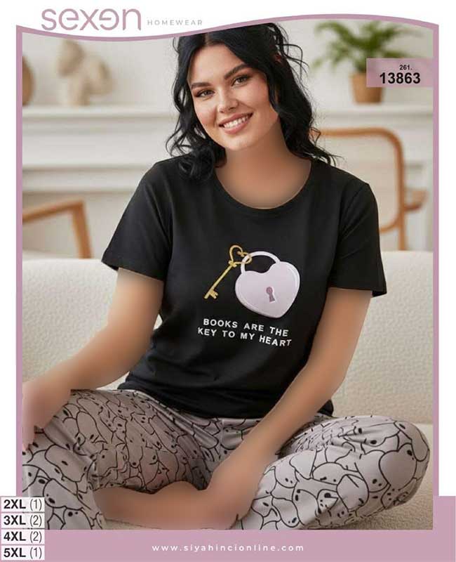 تیشرت شلوار بیگ سایز sexen کد 13863 تیشرت شلوار بیگ سایز sexen کد 13863
