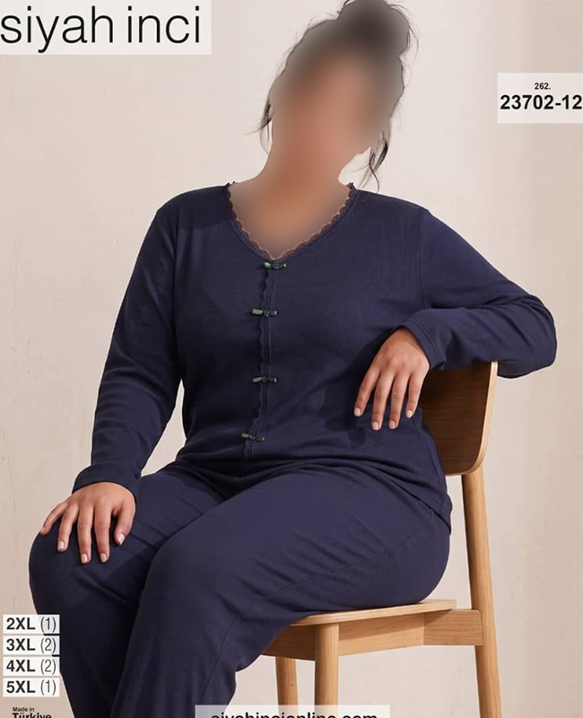 بلوز و شلوار بیگ سایز siyah inci کد 12-23702 بلوز و شلوار بیگ سایز siyah inci کد 12-23702