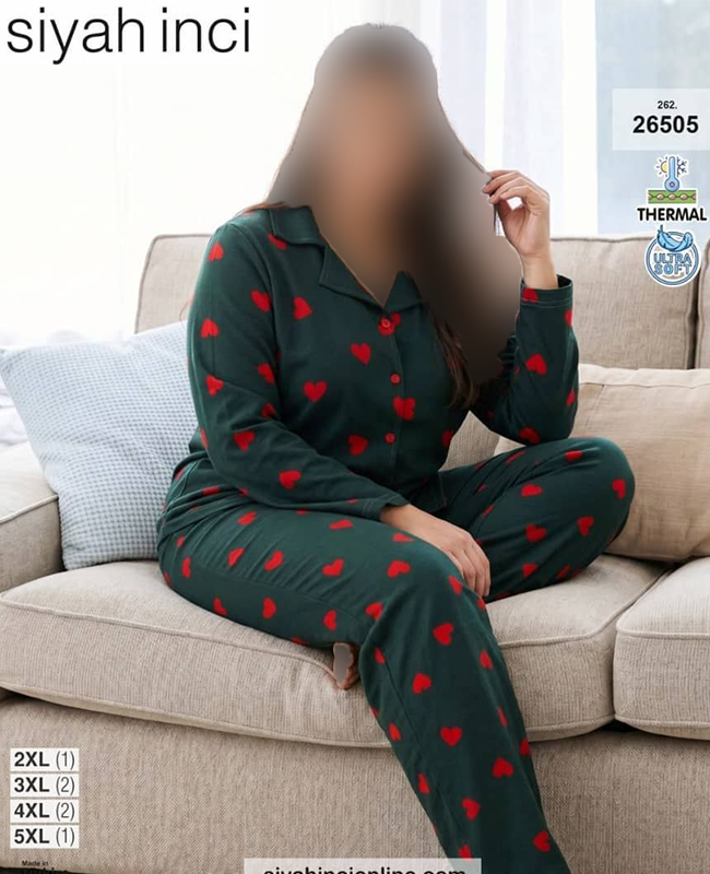 ست پیژامه بیگ سایز siyah inci کد 26505 ست پیژامه بیگ سایز siyah inci کد 26505