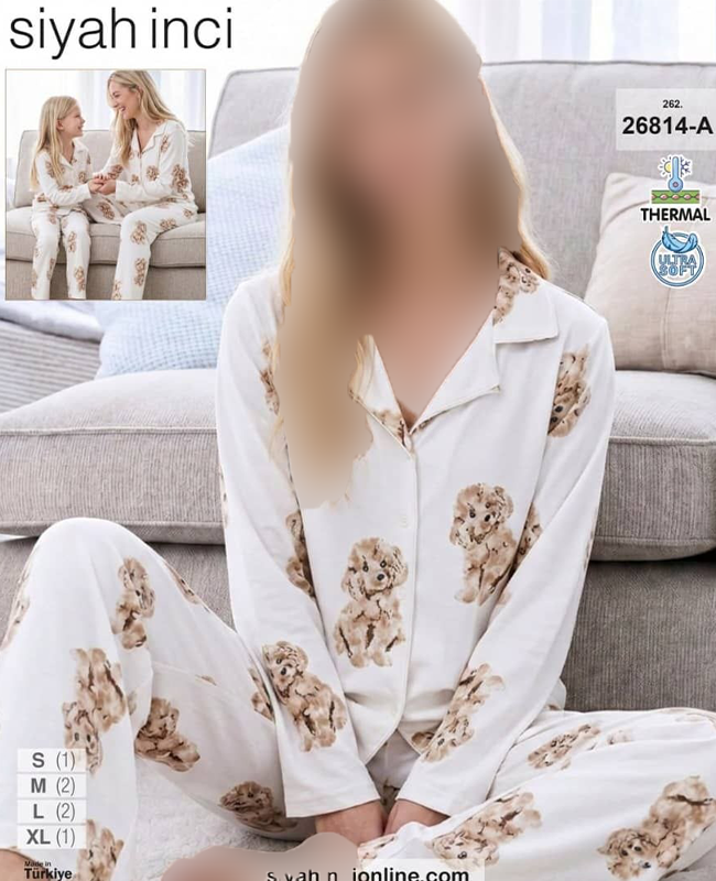 ست پیژامه سایز نرمال siyah inci کد 26814-a ست پیژامه سایز نرمال siyah inci کد 26814-a