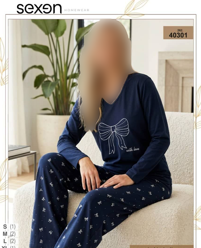 بلوز و شلوار سایز نرمال زنانه sexen کد 40301 بلوز و شلوار سایز نرمال زنانه sexen کد 40301