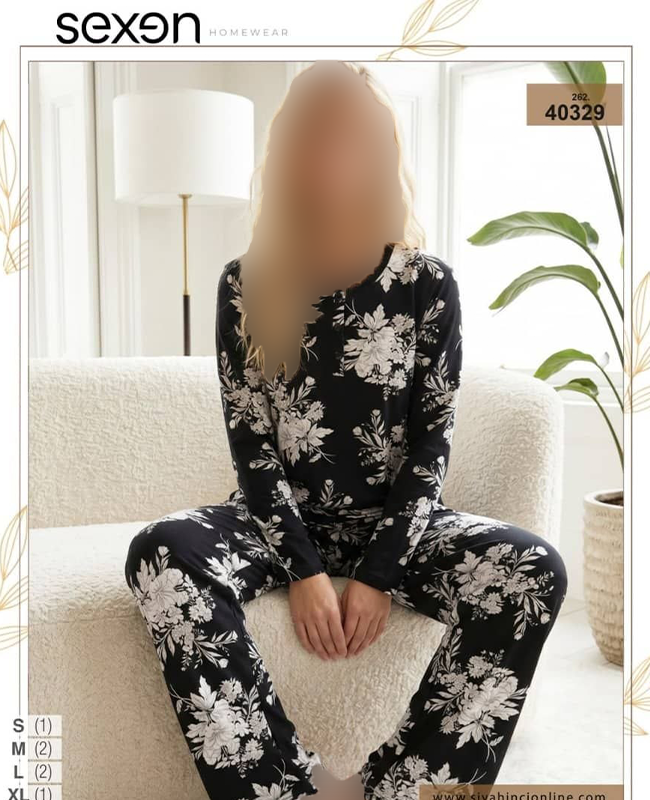 بلوز و شلوار سایز نرمال زنانه sexen کد 40329 بلوز و شلوار سایز نرمال زنانه sexen کد 40329