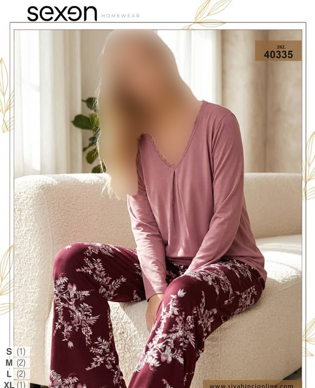 بلوز و شلوار سایز نرمال زنانه sexen کد 40335 بلوز و شلوار سایز نرمال زنانه sexen کد 40335