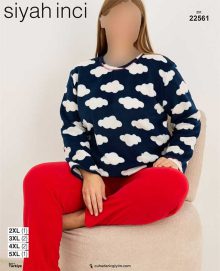 بلوز شلوار بیگ سایز زنانه سیاه اینجه کد 22561
