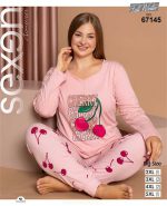 بلوز شلوار سایز بزرگ زنانه طرح آلبالو کد 67145