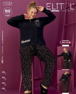 بلوز شلوار سایز بزرگ زنانه طرح گل سفید الیتول کد b-8014