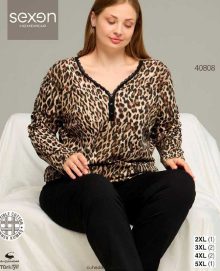 بلوز و شلوار سایز بزرگ نخ پنبه سکسن کد40808