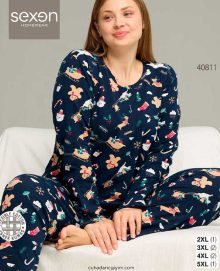 بلوز و شلوار سایز بزرگ نخ پنبه سکسن کد40811