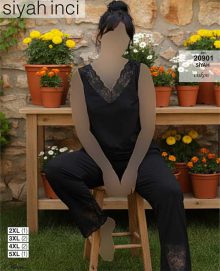 تاپ شلوار مشکی بیگ سایز سیاه اینجه کد 20901
