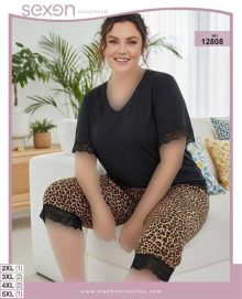 تیشرت شلوارک بیگ سایز sexen کد 12808 
