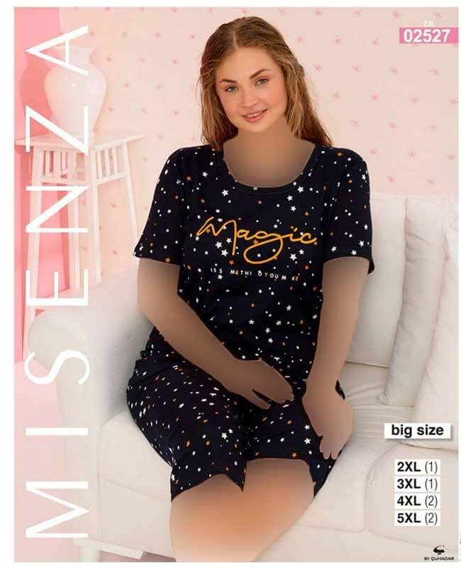 تیشرت شلوارک سایزبزرگ زنانه طرح ستاره کد 02527
