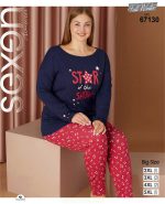 ست خانگی سایز بزرگ زنانه طرح ستاره کد 67130