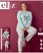 ست راحتی سایز بزرگ زنانه رنگ آبی کد 1101-1-B
