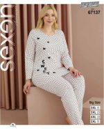 ست راحتی سایز بزرگ زنانه رنگ سفید کد 67137