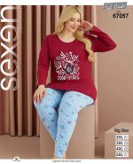 ست راحتی سایز بزرگ زنانه طرح سنجاقک کد 67057