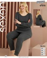 ست راحتی سایز بزرگ زنانه نوک مدادی ساده کد 67078